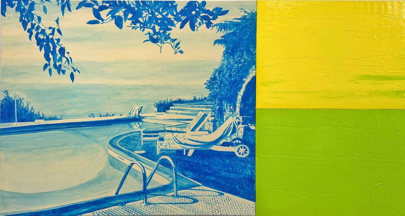 Joachim Krieg, Lemon Coast, Acryl auf Leinwand, 100 × 200 cm